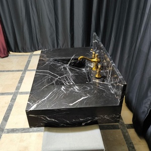<span class=keywords><strong>Lavabo</strong></span> mural <span class=keywords><strong>en</strong></span> marbre noir Nero Marquina sur mesure, sculpté à la main, pour salles de bain de luxe - Product Image 4