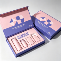 Boîte personnalisée de luxe avec fermeture magnétique, insert en papier imprimé avec logo, couleur unie rose, avec aimant pour l'emballage