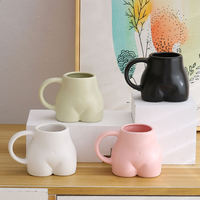 Mug à café en céramique amusant en forme de corps féminin avec cuillère et plateau, tasse à lait nordique en forme de fesses, décoration de table créative pour fête, cadeau