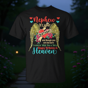 Camiseta conmemorativa del cumpleaños del sobrino en el cielo para la memoria familiar - Product Image 3