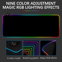 Tapis de souris de jeu avec lumière LED RVB, logo personnalisé, antidérapant, imperméable, durable, XXL, noir