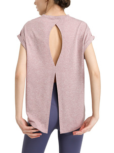 Camiseta de yoga para mujer al por mayor, con espalda abierta y lazo, 2 formas de uso, ajuste holgado, secado rápido, transpirable, para entrenamiento, correr y gimnasio - Product Image 6