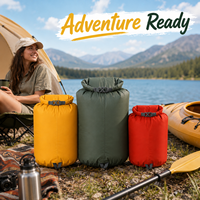 Sacs de rangement unisexes légers et durables en nylon recyclé 70D avec fermeture roll-top, 10L, 15L, 25L, sacs étanches pour kayak et camping