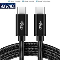 Qualité 240 Watt Nylon Tressé USB Type C à Type C Câble de Données 8 Fils de Noyau Charge Rapide pour Ordinateur 5A Charge