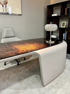Executive desk di lusso italiano Post-moderno angolo presidente ufficio scrivania di lusso in legno acciaio a forma di moderno ceo scrivania da ufficio - Product Image 4
