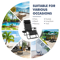Fauteuils de relaxation zéro gravité NBT Outdoor, chaises pliantes de patio avec coussin et porte-gobelet pour jardin, plage, piscine et loisirs