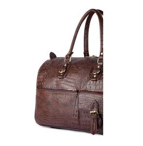 Sac de voyage en cuir de crocodile pour homme et femme, sac à vêtements, meilleur bagage à main en cuir véritable, fournisseurs indiens pour unisexe - Product Image 3