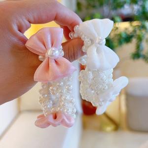 Joli Nœud Doux Accessoires Cheveux Enfants <span class=keywords><strong>Chouchou</strong></span> Perlé Très Extensible <span class=keywords><strong>Chouchou</strong></span> Nœud Perlé pour Filles Nouveaux Produits Printemps - Product Image 3