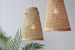 Cone Shaped Bamboo Wood Pendant Light Woven Asian Lampshade Hanging Ceiling Lamp OEM Supplier Vietnam - Product Image 3