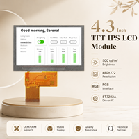 Modul LCD IPS TFT 4.3 Inci OEM Terintegrasi 480x272 Antarmuka RGB 500 Cd/m² Layar LCD Kustom untuk HMI Industri