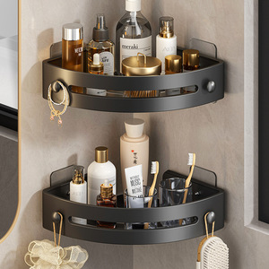Bathroom <b>Corner</b> <b>Shelf</b> Suction Mounted Circular Durable Space Saving Storage Rack For Toilet Kitchen Bathroom - Product Image 5