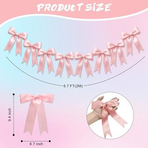 Guirnalda de Lazos de Satén Rosa con Lámina Dorada Pre-Hecha, Pancarta de Lazos al por Mayor, Decoración para Baby Shower, Primer Cumpleaños, Cuna de Bebé - Product Image 2