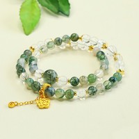 Bracelet double cercle en agate mousse naturelle Aiyu, perles de quartz clair, vente en gros, e-commerce en direct S5072506