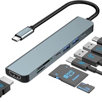 Base de Conexión 7 en 1 Tipo C con HD 4K, USB 3.0, OTG, Lector de Tarjetas TF y SD, Carga PD para Laptop, Teléfono Móvil, Tablet, Switch, Hub USB C