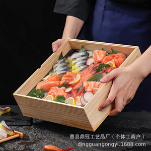 Caja de madera para sashimi, 25x19x8,2 cm, rectangular, de color sólido, con tapa, para almacenamiento de alimentos para cocina japonesa - Product Image 2