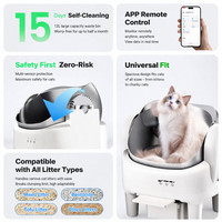 Litière pour chat automatique autonettoyante en acier inoxydable de type ouvert avec contrôle à distance par application (ODM/OEM)