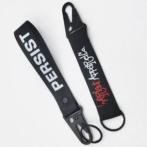 <b>Custom</b> logo Nylon Woven Key Chain Wrist Strap Carabiner <b>Keychain</b> with Button - Product Image 6