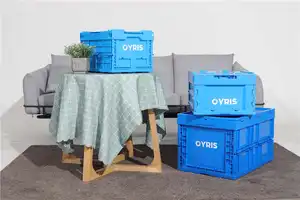 QS قابلة للطي للطي تتحرك قفص للطي صندوق تخزين من البلاستيك مع غطاء الصناعية تكويم قابل للطي للطي للنقل