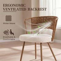 Fauteuil d'appoint style farmhouse avec dossier en rotin, chaises de salle à manger en osier pour cuisine et restaurant intérieurs