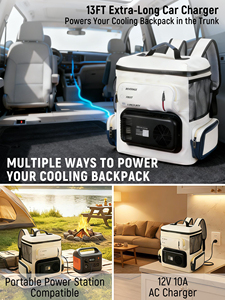 <b>Portable</b> Cooler Bag 16Qt, 32.F Cooling & 140.F Warming, 12V Car Plug in Refrigerator Cooler with 110V <b>AC</b> Adapter for Camping - Product Image 6