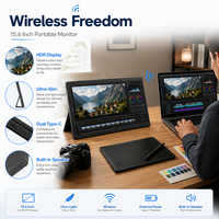 Monitor Portátil de 15.6 Pulgadas 1080P FHD, Pantalla de Viaje Compatible con HDMI/USB-C para Laptops y Teléfonos, Incluye Soporte, Pantalla Inalámbrica