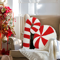 Coussin décoratif rond en peluche douce en forme de bonbon, idéal pour canapé, lit, chambre d'enfant, crèche, cadeau - Vente en gros directe usine