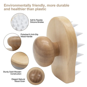 Cepillo <span class=keywords><strong>para</strong></span> el cuero cabelludo de madera grande de silicona suave con logotipo personalizado, masajeador de pelo, cepillo de champú de madera <span class=keywords><strong>para</strong></span> húmedo o <span class=keywords><strong>seco</strong></span> - Product Image 4