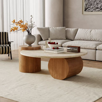 Table basse en marbre avec base en bois massif durable, design nordique moderne, pour la maison, le salon, l'appartement