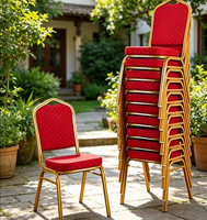 Chaise de salle à manger en métal et velours, empilable, confortable, de style antique, pour hôtel et usage commercial, fabriquée sur mesure en usine