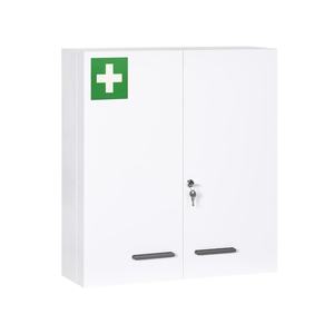 Armoire à pharmacie en acier à double porte, armoire à pharmacie murale blanche avec revêtement en poudre et charnières piano pour la maison - Product Image 2