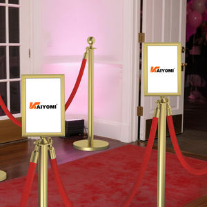 A3 A4 Goldener Absperrpfosten-Schildhalter aus Edelstahl, doppelseitiger Pfosten-Schildrahmen, Warteschlangenpfosten mit Werbung - Product Image 6