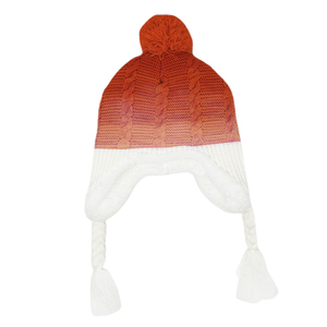 Bonnet d'hiver chaud en fibre acrylique tricoté deux tons avec logo personnalisé en gros Bonnet à oreillettes doux avec <span class=keywords><strong>pompon</strong></span> Chapeau pull tricoté - Product Image 2