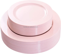 Vente en gros assiettes en plastique rose vaisselle de fête de mariage décoration assiette élégante