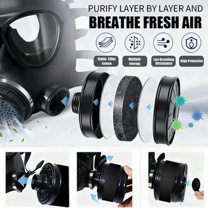 Masker <span class=keywords><strong>Gas</strong></span> <span class=keywords><strong>Respirator</strong></span> wajah penuh, dapat digunakan kembali dengan <span class=keywords><strong>Filter</strong></span> karbon aktif 40mm untuk <span class=keywords><strong>Gas</strong></span> kimia semprotan cat - Product Image 3