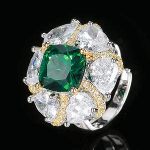 Conjunto de Joyas Vintage de Moda con Colgante de <span class=keywords><strong>Esmeralda</strong></span>, Aretes, Collar y Anillo, Anillo de Lujo para Mujer con Cristal de Circonio, Regalo Estético - Product Image 5