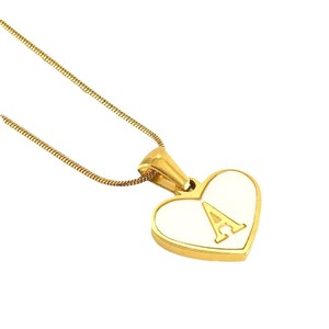 Zogxin Heart Pendant Necklace Women's 18K Gold Plated Letter A B C Initials Stainless Steel Chain Everyday Wear - Product Image 4