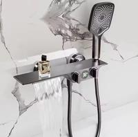 Mitigeur numérique chaud/froid avec affichage, système de douche à deux fonctions, ensemble de robinetterie de douche murale à jet carré