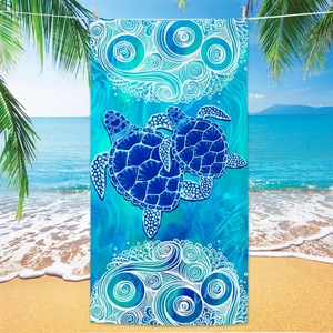 Asciugamano da Spiaggia con Stampa Tartaruga Marina Retrò, Asciugamano ad Asciugatura Rapida Blu Oceano Corallo <span class=keywords><strong>per</strong></span> Estate, Spiaggia, Piscina, Viaggi, Campeggio, Palestra, Uso Quotidiano - Product Image 2
