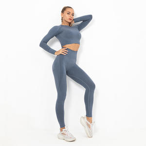 Leggings de gymnastique sans couture taille haute ensemble de Yoga nouvelle marque privée <span class=keywords><strong>Anti</strong></span>-<span class=keywords><strong>Cellulite</strong></span> Sculpt vêtements push-up respirant rayé devant - Product Image 1