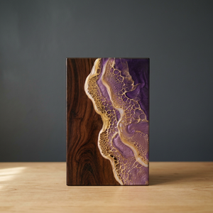 Marco de Fotos Conmemorativo de Madera, Urna de Resina, Caja de Recuerdos, Decoración Funeraria con Ondas Doradas y Púrpuras - Product Image 4