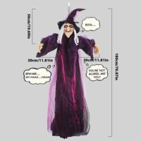 Nicro vente chaude Latex sorcière fantôme avec chapeau pendentif suspendu maison hantée horreur brillant cheveux longs décorations d'halloween