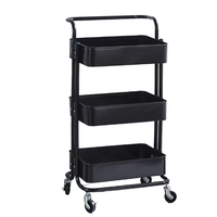 Étagère de rangement sur roulettes, sur pied, trois niveaux, mobile, style non pliable, étagère de rangement de cuisine, chariot de rangement pour collations
