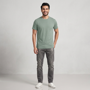T-shirts pour hommes à col rond en coton polyester respirant de style décontracté à la mode, nouveau style, tissu personnalisé, été, FINER - Product Image 1