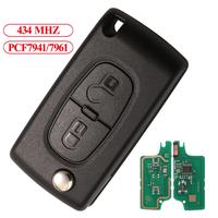Clé télécommande 2B 2 boutons ASK FSK 433MHz PCF7941/7961 pour 207/307/307s/308/407 et Citroën C2/C3/C4/C5/Berlingo/Picasso