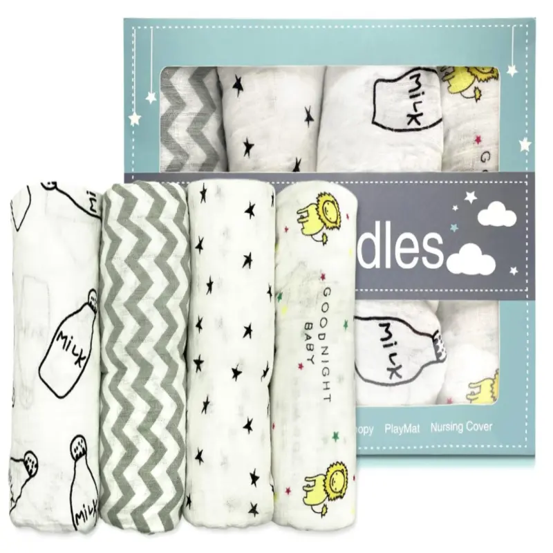 Premium Baby Wrap Neutral Receiving Muslin Swaddle Blankets for Newborn