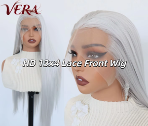 <span class=keywords><strong>Parrucca</strong></span> Sintetica Futura Resistente al Calore, All'ingrosso, HD13*4 M Lace Wig, Punta a Punta di Viola, Grigio Argento Opaco, <span class=keywords><strong>Lunga</strong></span> Liscia, Vintage, Lavorata a Mano all'Uncinetto - Product Image 1