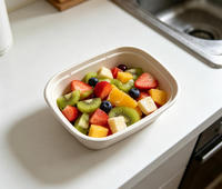 Boîte d'emballage en bagasse carbon-neutre 20g 850ml, compostable à domicile, anti-graisse, robuste, jetable, pour plats chauds à emporter