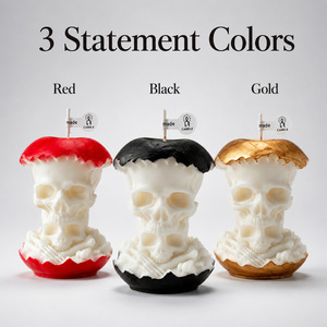 Bougie parfumée à la pomme en forme de crâne effrayant pour Halloween, décoration de fête, ornement, cadeau de fête - Product Image 4