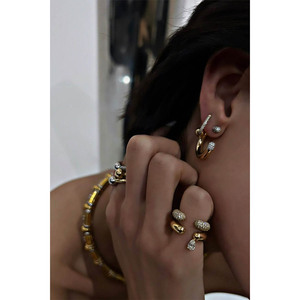Anelli da Donna Impilabili Placcati Oro con Fascia Aperta Regolabile e Zirconia Cubica a Goccia 5A, Set da <span class=keywords><strong>2</strong></span> Pezzi - Product Image 3