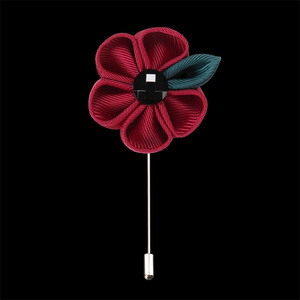 <span class=keywords><strong>Handmade</strong></span> Người Đàn Ông Của Đám Cưới Phần Trên Áo Đàn Bà Burgundy Hoa Hồng Ve Áo Pin - Product Image 3